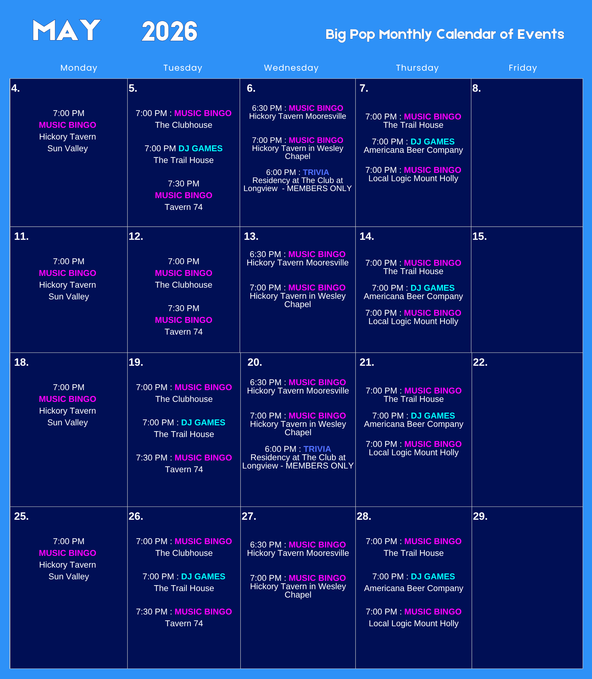 May Calendar Big pop